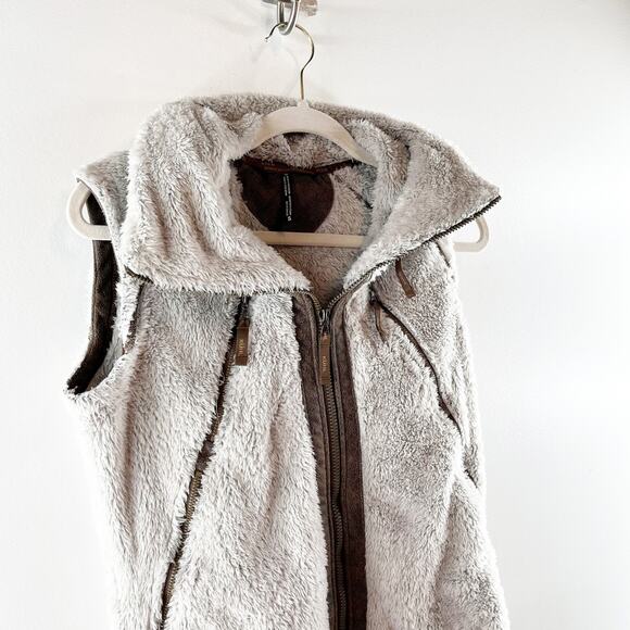 Kuhl Fleece Flight Full Zip Hooded Vest Cream Brown Small - Picture 8 of 8